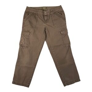 Eddie Bauer Cargo Pants Womens Size 8 Brown Capri Cotton Casual‎ Utility Pockets